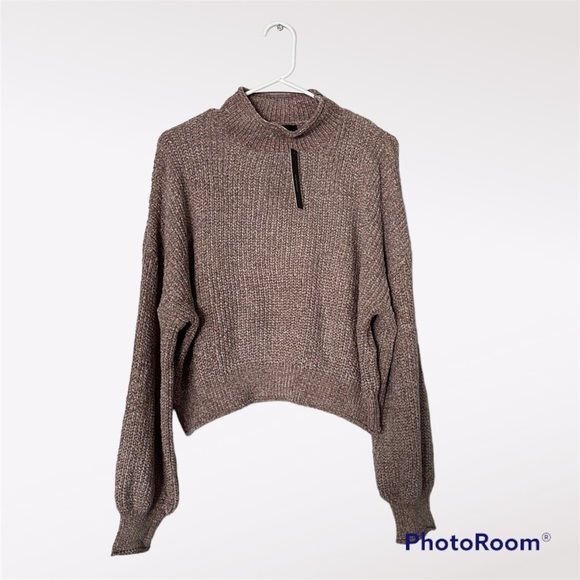 New LULUS Women’s Up the Comfort Taupe Chenille Knit Mock Neck Sweater Small - Picture 2 of 12